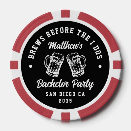Funny Bachelor Party Brews Before I Dos Beer Poker Chips (Voorkant)