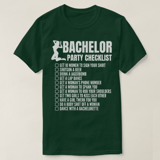 Funny Bachelor Party Checklist For Wedding Party M T-shirt (Design voorkant)