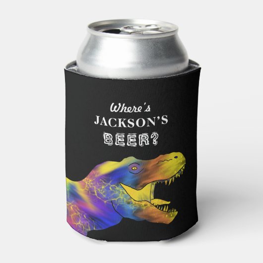 Funny bachelor party quote T-Rex gepersonaliseerd Blikjeskoeler (Blikje Voorkant)