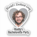 Funny Bachelorette Party Groom's Face Individual Sticker<br><div class="desc">Fun accessoire voor het vrijgezellenfeest van de bruid. Voeg uw eigen foto van de groep toe en personaliseer met uw eigen tekst.</div>
