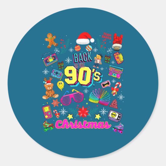 Funny Back To 90's Christmas Nostalgia Quotes Grap Ronde Sticker (Voorkant)