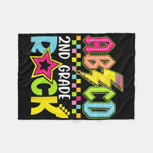 Funny Back To School Lightning Bolt 2nd Grade Rock Fleece Deken (Voorkant (Horizontaal))