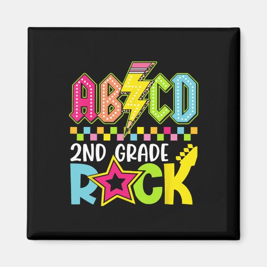 Funny Back To School Lightning Bolt 2nd Grade Rock Magneet (Voorkant)