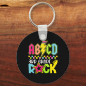 Funny Back To School Lightning Bolt 3rd Grade Rock Sleutelhanger (Voorkant)