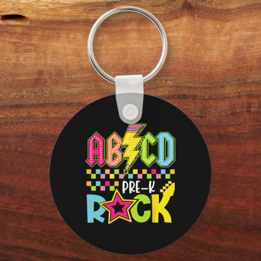 Funny Back To School Lightning Bolt Pre K Rock Kid Sleutelhanger (Voorkant)