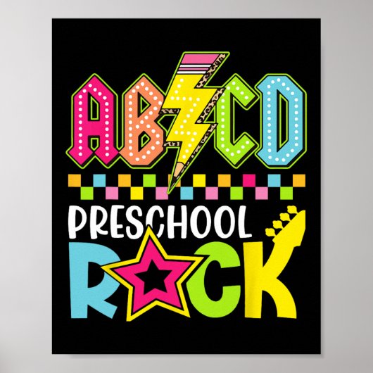 Funny Back To School Lightning Bolt Preschool Rock Poster (Voorkant)