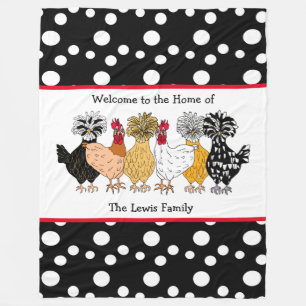 Funny Backyard Kippen Poolse Hens Polka Dot Fleece Deken