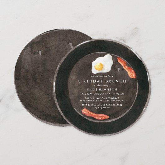 Funny Bacon & Eggs Schattigee Waterverf Verjaardag Kaart (Voorkant / Achterkant)