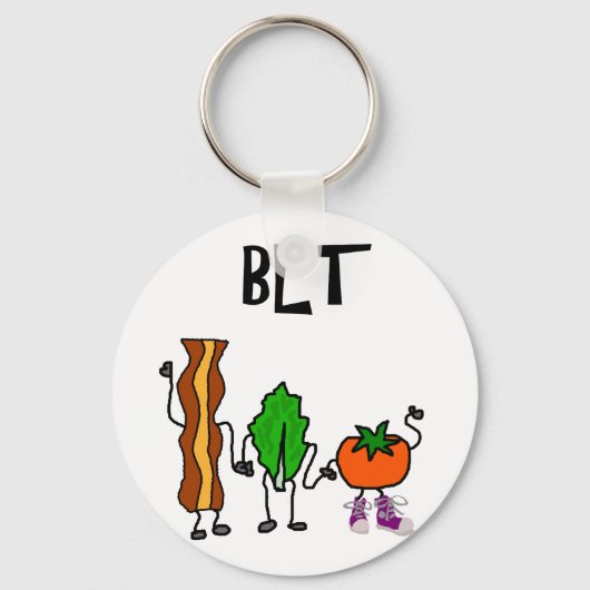 Funny Bacon, Lettuce en Tomato Cartoon Sleutelhanger (Voorkant)
