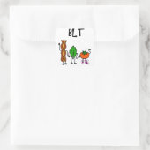 Funny Bacon, Lettuce en Tomato Cartoon Vierkante Sticker (Tas)