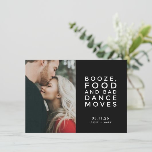 Funny Bad Dance Moves Photo Wedding Save the Date Aankondiging (Staand voorkant)