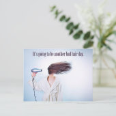 Funny Bad Hair Day briefkaart (Staand voorkant)