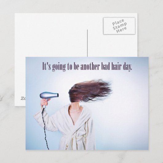 Funny Bad Hair Day briefkaart (Voorkant / Achterkant)