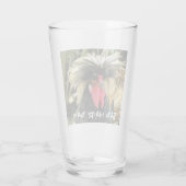 Funny Bad Hair Day Chicken Meme Glas (Achterkant)