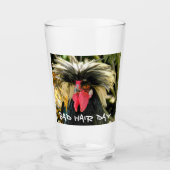 Funny Bad Hair Day Chicken Meme Glas (Voorkant)