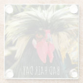 Funny Bad Hair Day Chicken Meme Glazen Onderzetter (Achterkant)