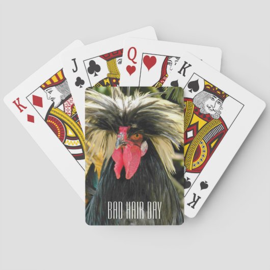 Funny Bad Hair Day Chicken Meme Pokerkaarten (Achterkant)