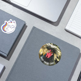 Funny Bad Hair Day Chicken Meme Ronde Sticker