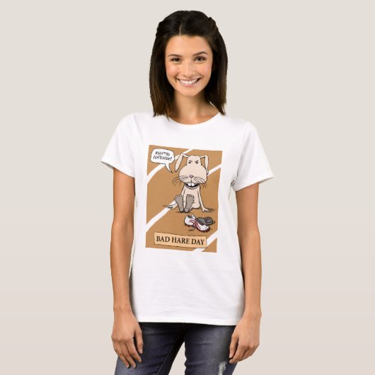 Funny Bad Hare Day T-shirt (Voorkant volledig)