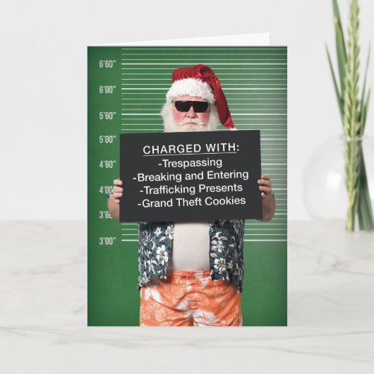 Funny Bad Santa Arrested Holiday Card Feestdagen Kaart (Voorkant)
