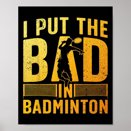 Funny Badminton Design for Men Women Kinder Badmin Poster (Voorkant)