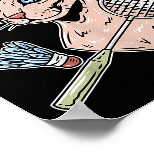 Funny Badminton Devon Rex Cat Shuttle  Poster (Hoek)