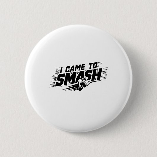 Funny Badminton Player Humor Smash Shuttle 1 Ronde Button 5,7 Cm (Voorkant)
