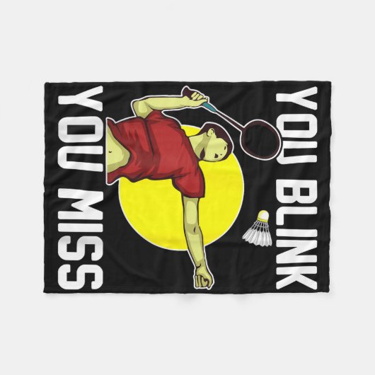 Funny Badminton Player You Blink, You Miss  Fleece Deken (Voorkant (Horizontaal))