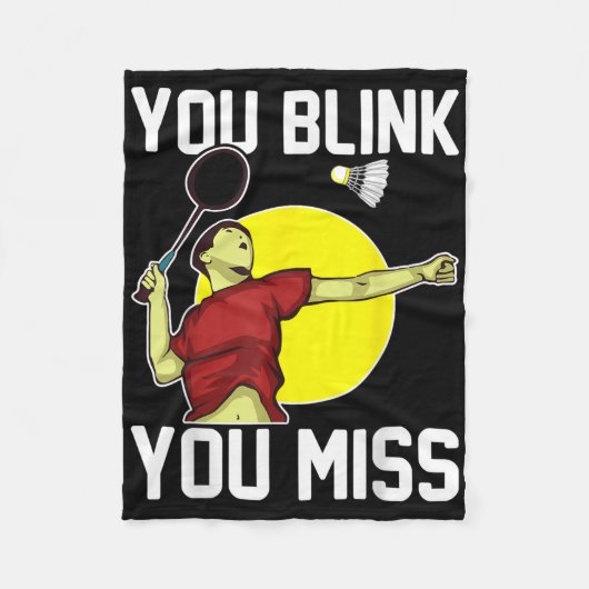 Funny Badminton Player You Blink, You Miss Fleece Deken (Voorkant)