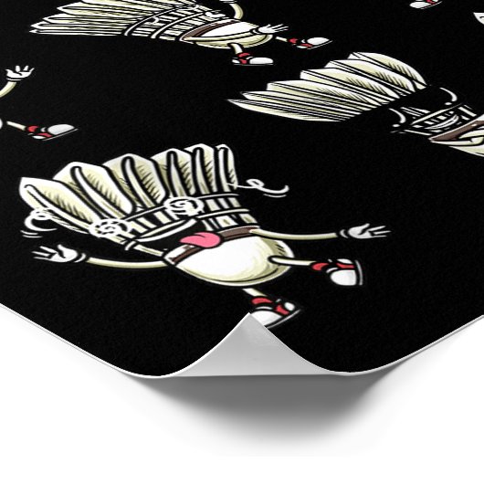 Funny Badminton Shuttle Player Design Mannen Dames Poster (Hoek)