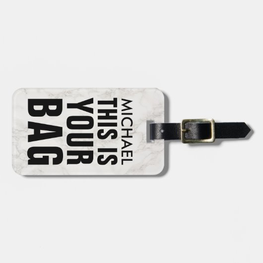 Funny Bag Attentie Masculine Marble Bagagelabel (Voorkant horizontaal)