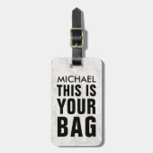 Funny Bag Attentie Masculine Marble Bagagelabel (Voorkant verticaal)