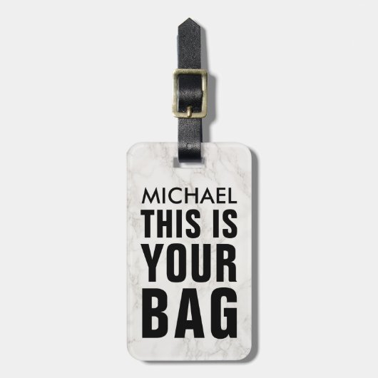 Funny Bag Attentie Masculine Marble Bagagelabel (Voorkant verticaal)