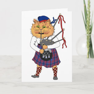 Funny Bagpipe die Scottish Cat Kaart speelt