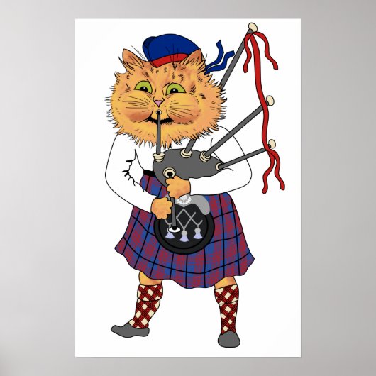 Funny Bagpipe die Scottish Cat speelt Poster (Voorkant)