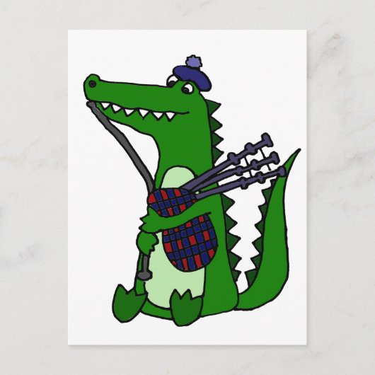 Funny Bagpipe Plays Alligator Briefkaart (Voorkant)