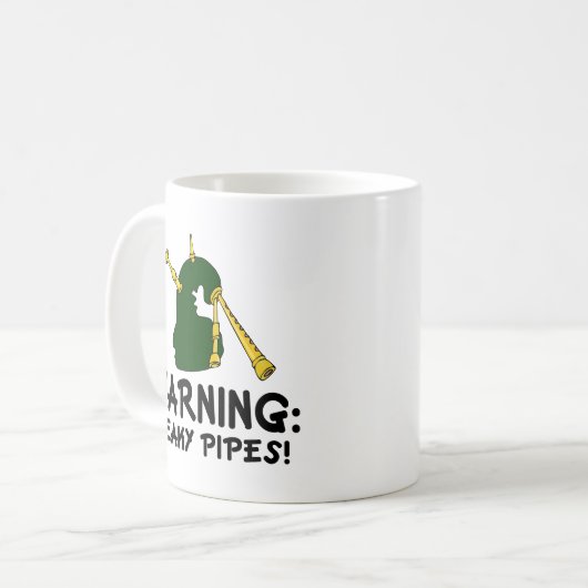 Funny Bagpiper Warning Leaky Pipes Gift Koffiemok (Voorkant links)