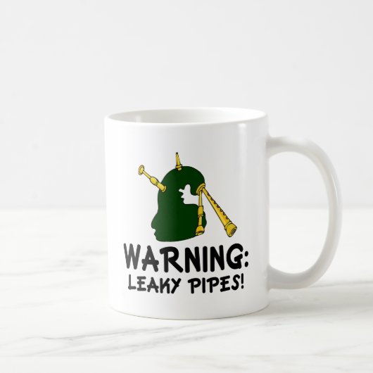 Funny Bagpiper Warning Leaky Pipes Gift Koffiemok (Rechts)
