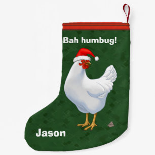 Funny Bah Humbug Chicken in Santa Hat Poops xmas Kleine Kerstsok