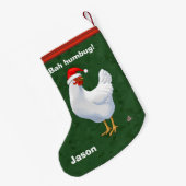 Funny Bah Humbug Chicken in Santa Hat Poops xmas Kleine Kerstsok (Achterkant (Hangend))