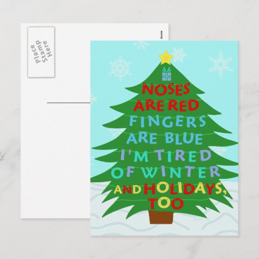 Funny Bah Humbug-kerstgedicht Feestdagenkaart (Voorkant / Achterkant)