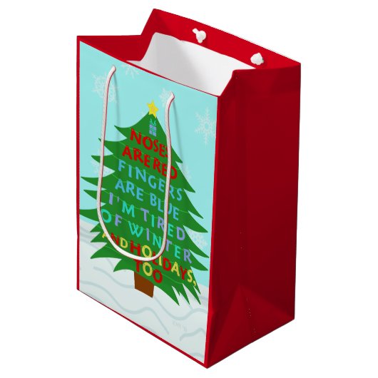 Funny Bah Humbug-kerstgedicht Medium Cadeauzakje (Voorkant Gekanteld)