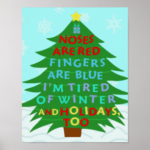 Funny Bah Humbug-kerstgedicht Poster