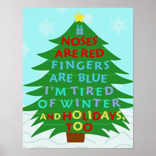 Funny Bah Humbug-kerstgedicht Poster (Voorkant)