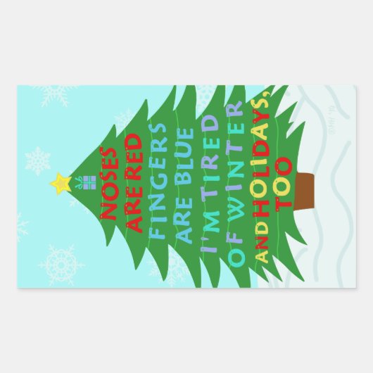 Funny Bah Humbug-kerstgedicht Rechthoekige Sticker (Voorkant)