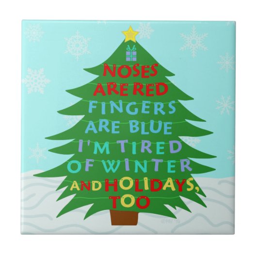 Funny Bah Humbug-kerstgedicht Tegeltje (Voorkant)