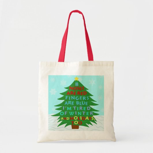 Funny Bah Humbug-kerstgedicht Tote Bag (Voorkant)