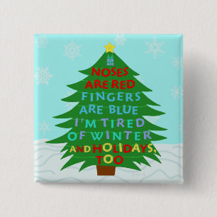 Funny Bah Humbug-kerstgedicht Vierkante Button 5,1 Cm