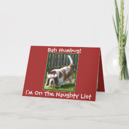 Funny "Bah Humbug" kerstkaart met Basset Hound Feestdagen Kaart