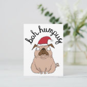Funny Bah Humpug Santa Pug Christmas Postcard Feestdagenkaart (Staand voorkant)